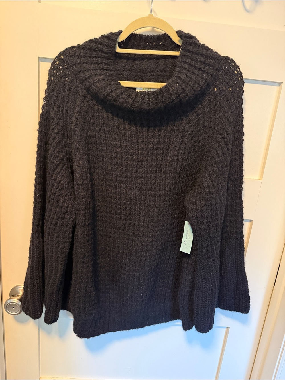 Anthropologie Maeve Women's Black Chunky Cowl Neck Sweater NWT